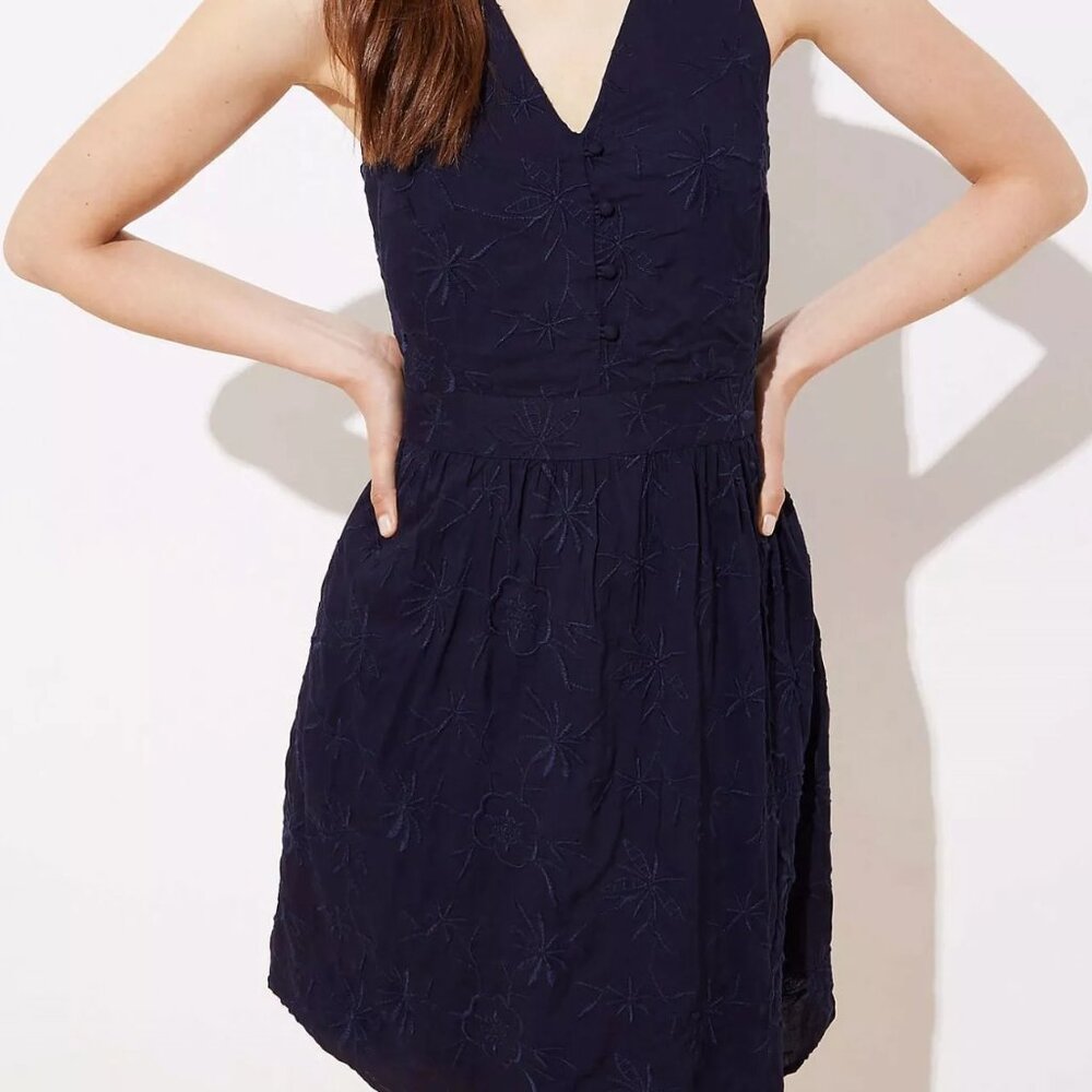 LOFT Navy Blue Dress (6) - Picture 3 of 5